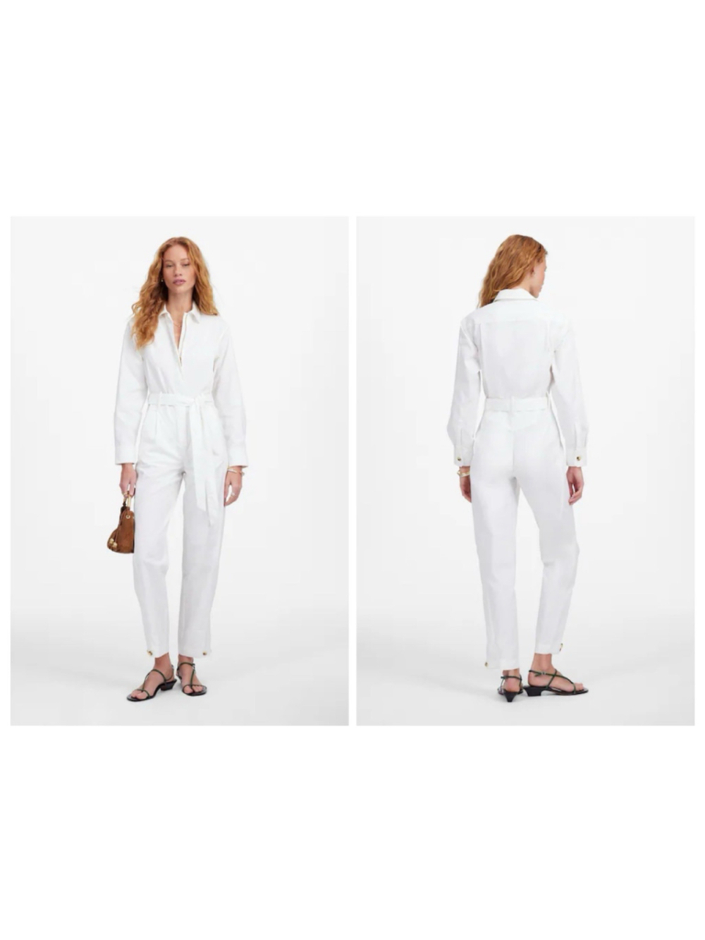 Madewell Utility Coverall Straight Leg Jumpsuit White/Ivory M Casual Festive